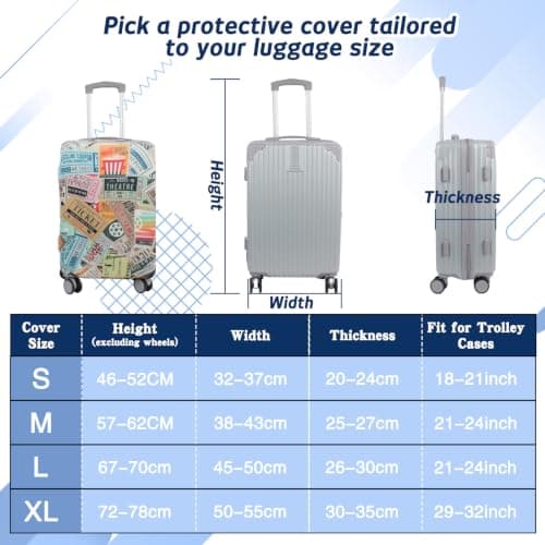 Plliocse Suitcase Covers with Luggage Tag,Large Suitcase Cover with Boarding Pass,Suitcase Covers Protectors Fit 18-32 Inch Luggage — view 4