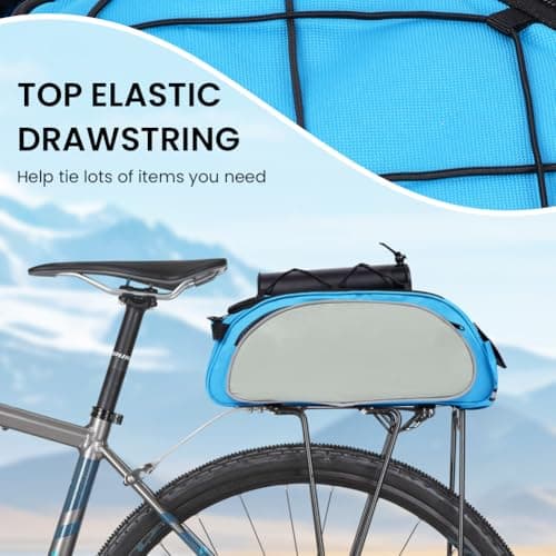 Alaoo Bicycle Trunk Bag, 10L 3-in-1 Reflective Pannier Bags, Bicycle Trunk Shoulder Handbag Bag for Commuters and Urban Cycling, Blue — view 5