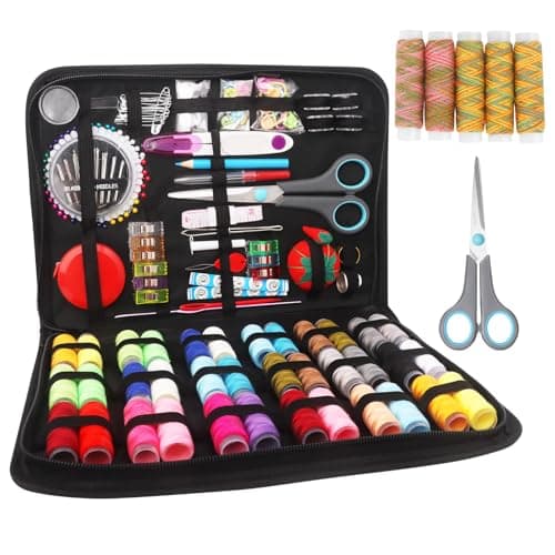 Asdirne Sewing Kit for Adults, 189 PCS Sewing Accessories with 41 XL Spools Thread, Scissors, Thimbles, Tape Measure & Portable Carry Case, Premium DIY Repair Kit for Home, Travel and Daily Use, Black