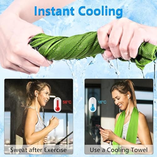 SZELAM [4 Pack] Cooling Towel (40”x 12”) Sweat Towel, Cool Rags Neck, Ice Towel Sport, Yoga, Trip, Beach, Camping, Cruise, Gym and More, Wet Towels Cool Down Neck, Sky Blue/Rose Red/Green/Royal Blue — view 2