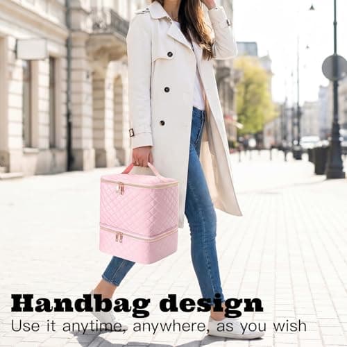Dexpally Nail Varnish Storage Bag Double Layer Nail Organiser Cosmetic Bag with Adjustable Dividers for 30 Bottles, Lipstick & Manicure Tools — view 4
