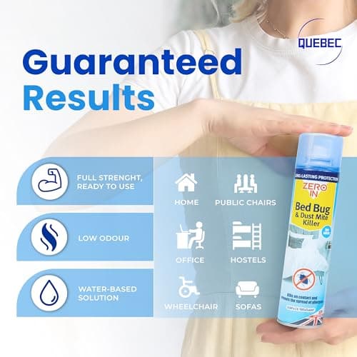 Quebec- Zero in Effective Bed Bug Killer Spray for Bedbugs & Mites - Long Lasting - 12 Months Protection- Natural Fresh Linen Fragrance - Child & Pet Safe - 300 ml (Pack of 2) — view 6
