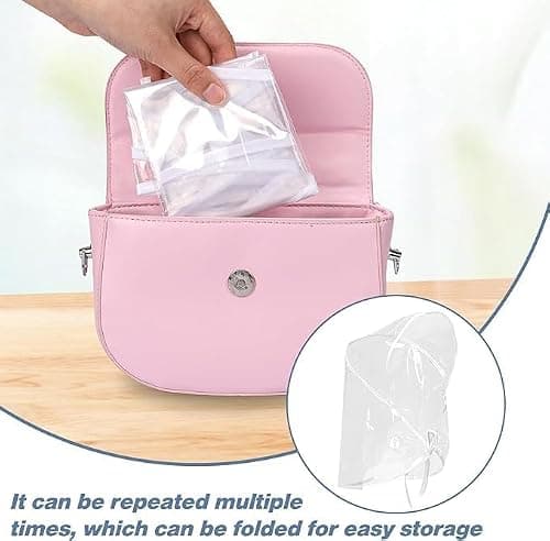 6 Pack Clear Rain Bonnet for Women with Visor, Waterproof Foldable Rain Hat, Transparent Hair Protection Cover, Portable Rain Scarf Hood for Protecting Hairstyles, Travel, Walking & Outdoor Use — view 3