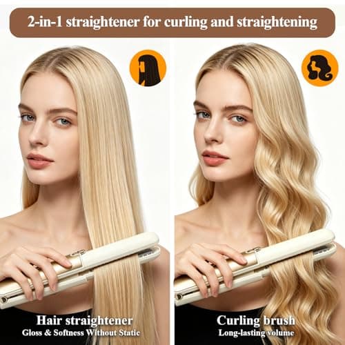 Hair Straighteners Mini Cordless Travel, 5000mAh 2 in 1 Travel Upgrade Hair Straightener|Wireless Portable Hair Curler with USB Charging | Mini Curling Iron, 4/7 Heating Modes, Reduce Frizz — view 2