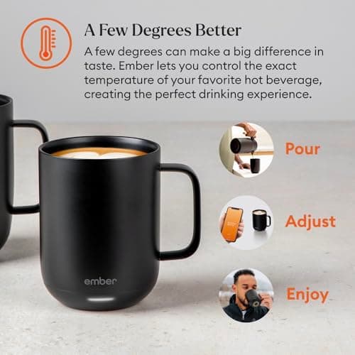 Ember Smart Mug 2 Travel Mug, 1.5 Hour Battery Life, App Controlled Heated Coffee Mug, Improved Design, 10 Ounces, Black — view 5