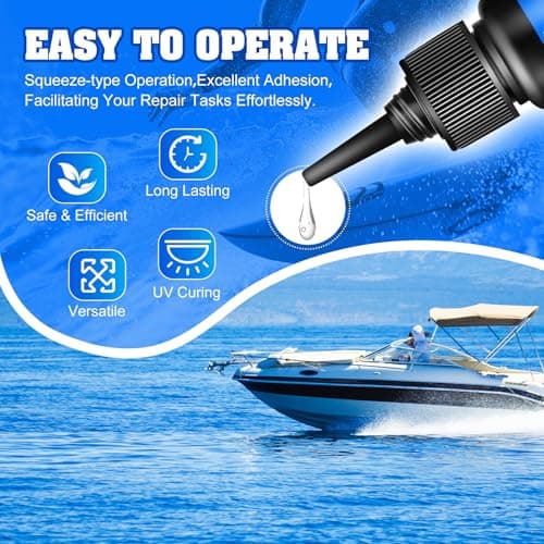 UV Cure Fiberglass Repair Kit, 15g+15g Clear for Carbon Fiber, Polyester Fiber,Fiberglass- Ideal for Repairing Cracks,Holes In Boat,Jet Ski, Yacht, Surfboard And Other Water Vehicles — view 4