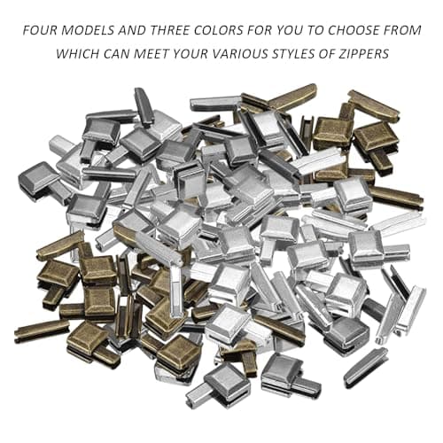 48 Pcs Zip Repair Kit - Metal Zip Replacement, Latch Head Slider Retainer, Stopper for Sewing, DIY (Antique Bronze, Platinum, Gunmetal, Sizes #3, #5, #8, #10) — view 3