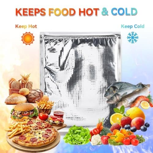 5PCS Aluminum Foil Insulated Bag,Thermal Cooler Bag Food Storage Insulated Sandwich Bags Reusable Sealed Leakproof Freezer Vacuum Pouch with Zipper for Lunch Bento Camping Picnic, 3 Size (25 * 30cm) — view 6