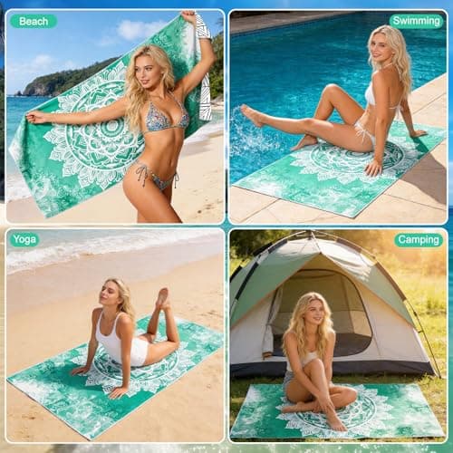 Zocipro Microfibre Beach Towels for Adults 180x90cm – Quick Drying, Sand Free & Lightweight – Reusable Soft Towels for Pool, Gym, Camping & Travel — view 2