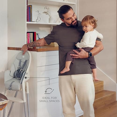 Kinderkraft DINNLY, Foldable highchair, Easy Tool-Free Setup, Comfortable Easy-Clean Insert, footrest Support, Stable Design with 5-Point Harness, Grows with the Child, Beige — view 4
