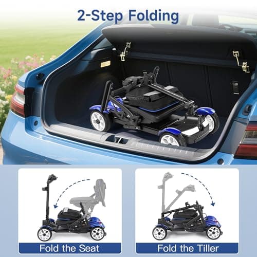 Folding Powered Mobility Scooter for Seniors, Travel-Friendly, Load 150Kg/331 Lb, Includes Charger and Basket — view 6