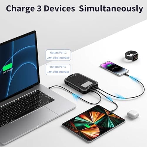Solar Power Bank 20000mAh,Fast Charging Portable Charger with 6 LED Lights — view 2