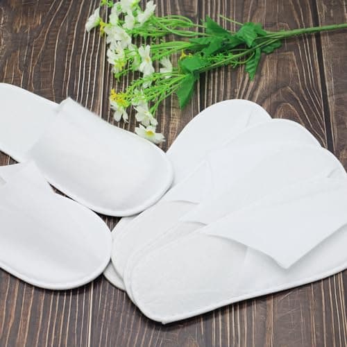 RESTALLADNWEST 14 Pairs Disposable Spa Slippers - White Closed Toe Hotel/Guest Slippers for Women & Girls - Perfect for Parties, Travel, Home & Hotel Use — view 3