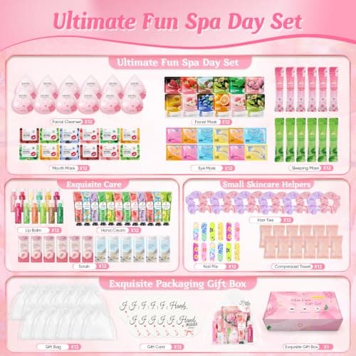 Pamper Gifts for Women, 156PCS Christmas Skincare Set Spa Party Supplies — view 2