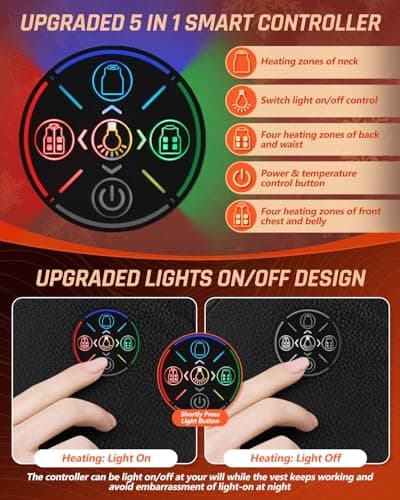 Heated Vest with 20000mAh Power Bank & 9 Heating Pads, 2025 Upgrade 5V/7.4V Adjustable Waist Circumference 3 Temperature Level Winter Lightweight Material with Hood Warmth Preservation, Size M — view 4