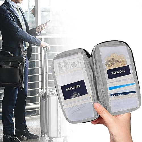 GLADFRESIT Travel Wallet Passport,RFID Organizer Pouch for Cards, Documents, IDs, Money (Black) — view 4