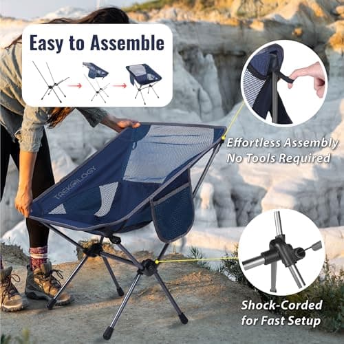 TREKOLOGY YIZI GO Camping Chair – Compact, Foldable, Lightweight 0.9 kg, 136 kg Capacity, Durable Aluminum, Quick Setup, Superior Support, Ideal for Backpacking, Beach, and Outdoor Adventures (Blue) — view 6