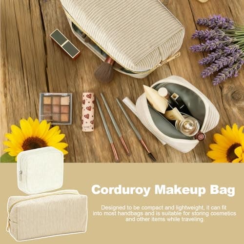 2PCS Small Makeup Bag, Travel Toiletry Bag, Beige — view 6