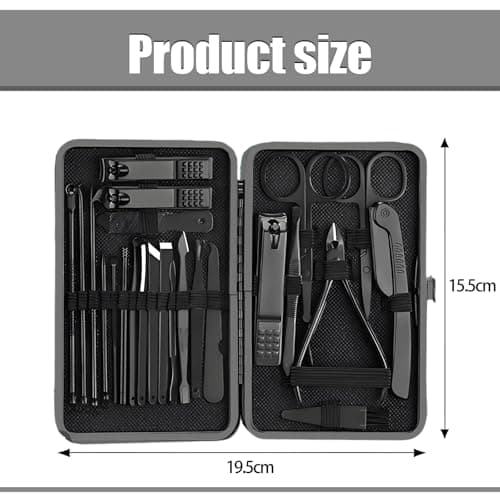 24Pcs Nail Files Set, Manicure Set Men Stainless Steel Manicure Pedicure Sets for Feet, Suitable Ideal for Men Women Daily Nail Care, Thick Nails Trimming and Travel Essentials — view 2