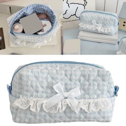 XAGMODSHN Capacity Pencil Case Lace Cotton Pen Pouches Multipurpose Pencils Organiser Travel Cosmetic Bag for Student Women Multipurpose Cosmetic Travel Pouches — view 2