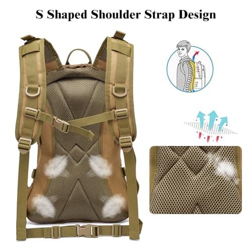 POWER KING 25L Military Tactical Backpack, Practical Rucksack for Men with Molle System Outdoor Hiking Backpack Army Backpack for Trekking, Traveling, Mountaining, Khaki — view 5