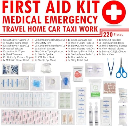 First Aid Kit – Emergency First Aid Refill Reflective Bag with Eyewash, Ice Packs & Emergency Blanket, Safety Essentials for Travel, Car, Home, Camping, Work, Indoor Outdoor Jumbo First Aid — view 2