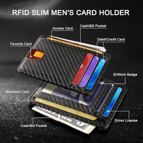 Meliya Slim RFID Blocking Wallet for Men, Front Pocket Minimalist Leather Credit Card Holder Wallet for Women, Holds up to 7 Cards and Bank Notes, Ideal for Travel — view 5