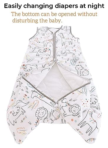 Chilsuessy Baby Sleeping Bag 2.5 tog Toddler Sleeping Bag 100% Cotton Nursery Bedding Kids Wearable Blanket Sleeping Sack for Infant Boys Girls Suitable All Year Round, Happiness Zoo, 130cm/4-6 Years — view 3