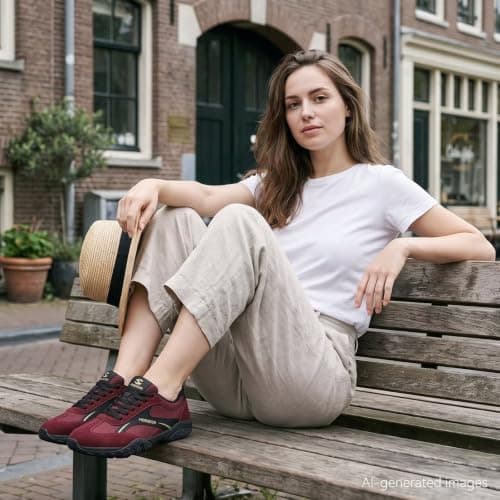 HOBIBEAR Barefoot Wide Toe Shoes for Men Women Zero Drop Minimalist Lightweight Casual Walking Trainers(Red,UK 7.5) — view 2