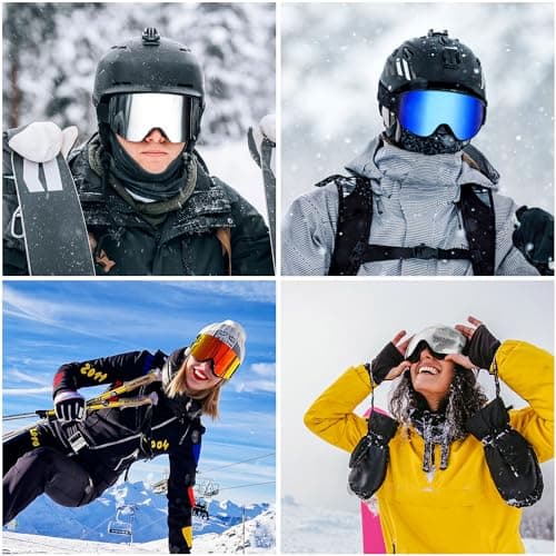 Vgooar OTG Ski Goggles with Magnetic Detachable Lens, Frameless Cylindrical Lens Ski Goggles - Anti-Fog and UV400 Protection Skiing Goggles for Men and Women(Red) — view 6