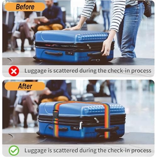 Heavy Duty Luggage Straps for Suitcases Packing Belts Travel Accessories Adjustable Bag Strap (Rainbow, 2pcs) — view 6