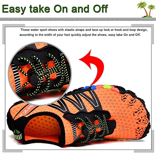 Barefoot Water Shoes Mens Womens Aqua Sea Swim Beach Shoes Mens Surf Quick Dry Ladies Lightweight Sport Wet Pool Diving Unisex Orange — view 5