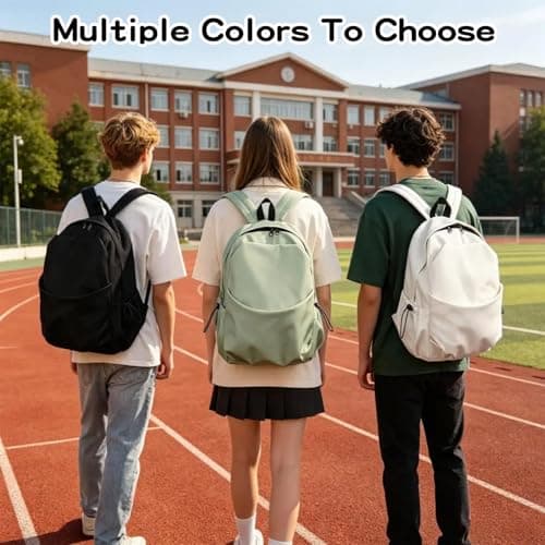 White Backpack, Solid Rucksack, Large School Bag for Back to Uni Gifts — view 2