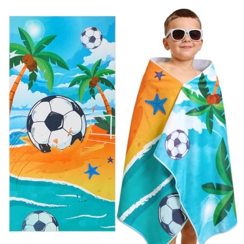 WERNNSAI Football Microfibre Beach Towel for Kids, 76 x 150cm Bath Towel — view 2