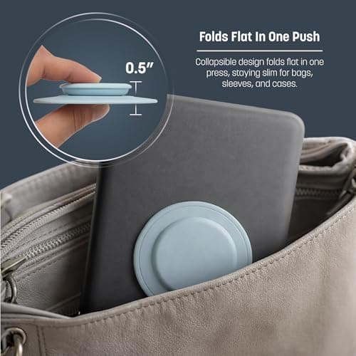 Encased Large Grip Holder for Kindle E-Readers, Tablets and iPads - Case Compatible Adhesive Collapsible Handle (Powder Blue) — view 5