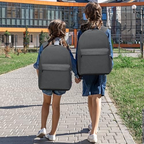 Kono Children's Backpack School Bag for Boys and Girls Lightweight Rucksack for Teenagers Students Bookbag Travel Casual Daypack Women Men (Dark Grey) — view 2