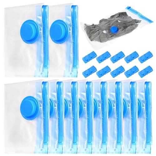 10 Pcs Vacuum Storage BagsVacuum Pack Bags for Clothes, Space Saver Compression Vacuum Bags for Clothing Pillows Duvets Bedding Quilt, Home Storage Organization or Moving or Travel(30 x 50cm)