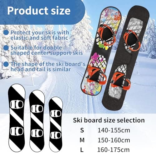 Nogsay Snowboard Protection Soft Cover Sleeve - Protect Snowboard from Dust and Scratches,Travel Snowboard Stretchy Fabric Binding Pads Protector Cover for Packing in Snowboard Bag (S: Length 150cm) — view 5