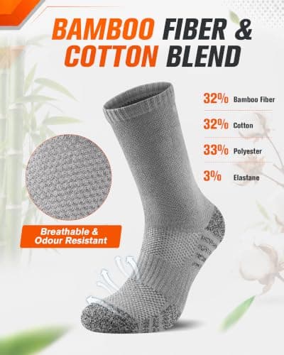 Niofind Mens Bamboo Thermal Socks, 6 Pairs Full Cushioned Breathable Socks — view 4