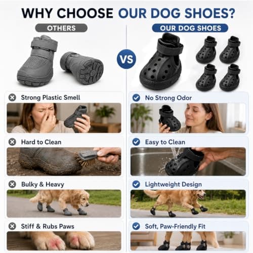 Dog Shoes for Medium Large Dogs, Adjustable Pet Paw Boots with Textured Sole, Lightweight Dog Booties for Walking and Outdoor Use, 4 Pack — view 3