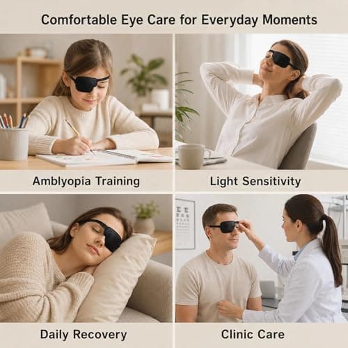 2 Pcs 3D Contoured Sleep Eye Mask – Adjustable Blackout Eye Patch for Right or Left Eye, Soft Breathable Night Blindfold for Travel, Shift Work, Daily Relaxation – One Eye Cover for Light Sensitivity — view 5
