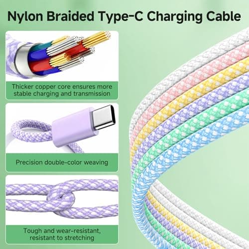 Fofuo 6Pack USB A to USB C Cable 3/6/10FT USB C Charger Cable Nylon Braided — view 3