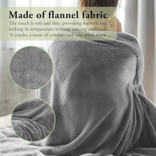 Eulihent Travel Blanket and Pillow 2 in 1 Airplane Blanket Ultralight Compact Foldable Soft Flannel Blanket with Luggage Belt and Backpack Clip for Long Flights, Camping, Car, Business Trips (Grey) — view 5