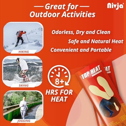 Nivja Top Heat Foot Warmers – 8 Hours Warmth – Air Activated – Instant – 100% Natural Heat (Pack of 1, Medium) — view 4
