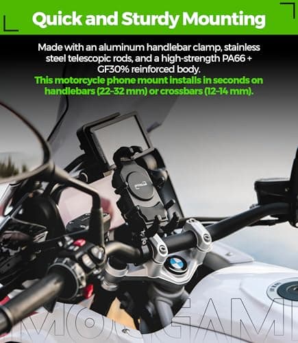MOGGAM Motorbike Phone Holder Anti Theft Anti Vibration Handlebar Rugged — view 2
