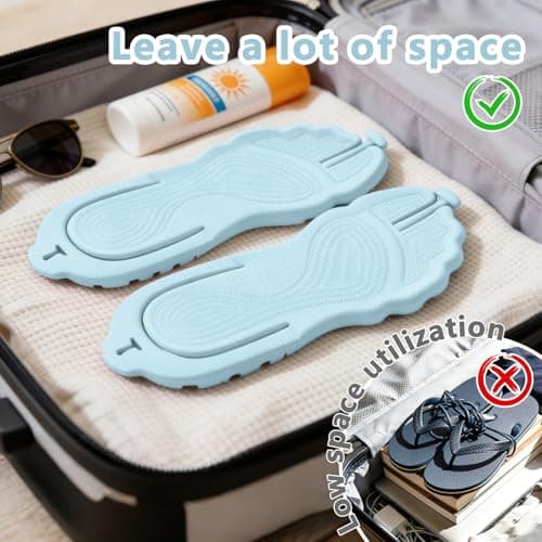 ZOORON Flip Flops for Women Men Travel Slippers Shower Shoes Foldable Bathroom Camp Beach Sandals Lightweight Non-Slip Quick Dry, 1pack-sky Blue, 7-8 Women/5.5-6 Men — view 6