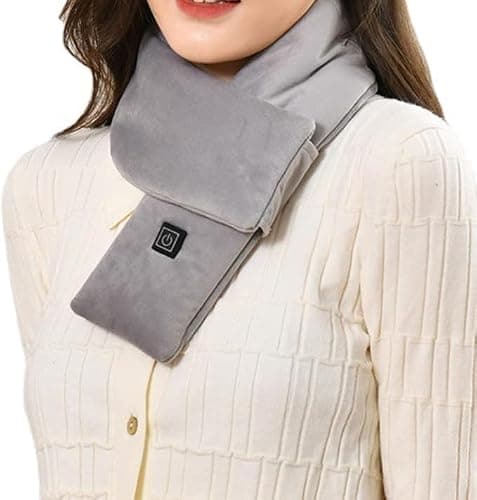 Heated Scarf,Winter Electric Heated Neck Scarf,USB Charging Heating Scarf with 3 Heating Levels,Neck Heating Pad for Pain Relief Thermal Neckerchief,Winter Gift for Men Women Outdoor Skiing(Grey) — view 5