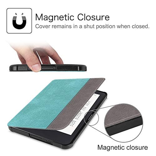 FINTIE SlimShell Case for Kobo Clara HD/Tolino Shine 3- Ultra Thin and Lightweight PU Leather Protective Cover with Auto Sleep/Wake for Kobo Clara HD 6” eReader, Denim Turquoise — view 4