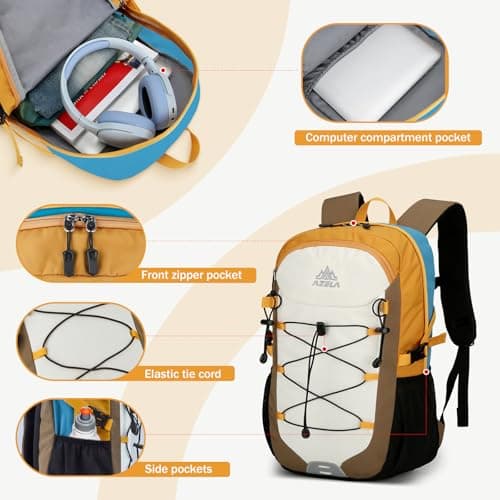 GES Multi-Functional 30L Hiking Backpack with Rain Cover, Durable Hiking Rucksack for School, Work, Camping, Trekking, Cycling & Outdoor Sports (Khaki) — view 4