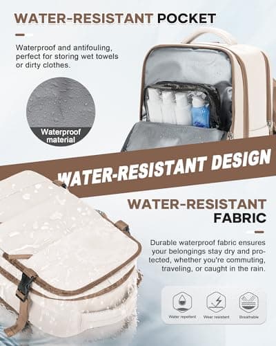 HPLQQ Travel Backpack Underseat Cabin Size Rucksack 40x30x20 for Ryanair, Carry-ons Hand Luggage Bag Travel Backpack,14 Inch Casual School Laptop Backpack with Shoes Compartment,24L,E-beige Brown — view 5